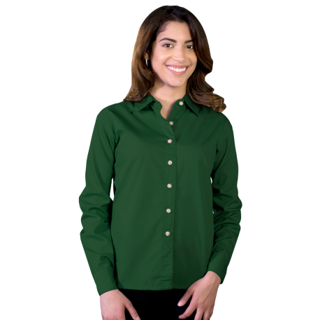BG6216 Blue Generation BG6216 Ladies' Long Sleeve Superblend Poplin Shirt with Bone Buttons HUNTER