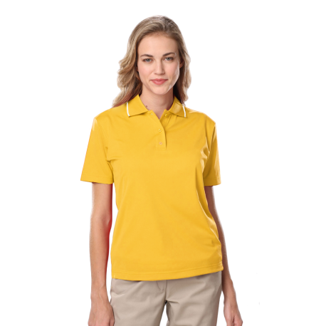 BG6301 Blue Generation BG6301 Ladies' s Striped Trim Value Polo Yellow White