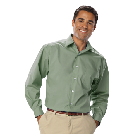 BG7218 Blue Generation BG7218 Men's Long Sleeve Stretch Poplin Shirt SAGE