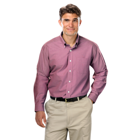 BG8214 Blue Generation BG8214 Men's Long Sleeve Oxford Shirt Oxford Burgundy