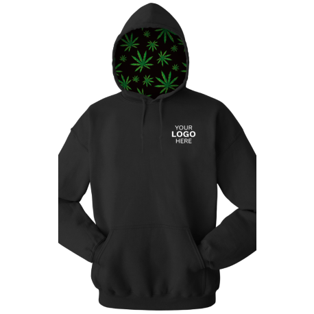 BG9301HW Blue Generation BG9301HW Cannabis Adult Pullover Hoodie Black Cannabis