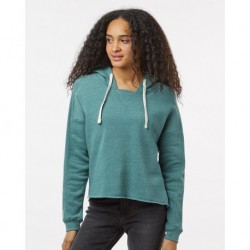 MV Sport W23101 Women's Angel Fleece Crop Hooded Sweatshirt