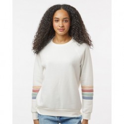 MV Sport W23152 Women's Striped Sleeves Crewneck Sweatshirt