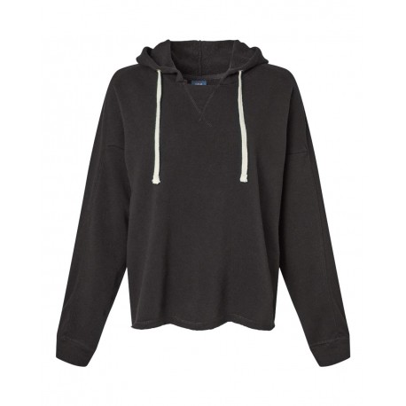 W23101 MV Sport W23101 Women's Angel Fleece Crop Hooded Sweatshirt BLACK