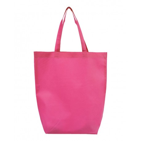 Q1251 Q-Tees Q1251 Non-Woven Gusset Bottom Tote HOT PINK
