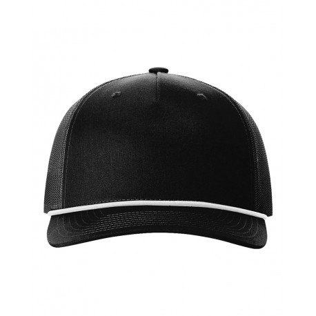 112FPR Richardson 112FPR Five-Panel Trucker with Rope Cap BLACK/ WHITE