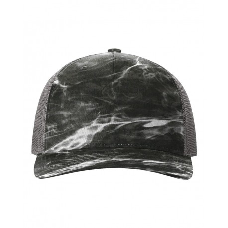 112PFP Richardson 112PFP Five-Panel Printed Trucker Cap Mossy Oak Elements Blacktip/ Charcoal