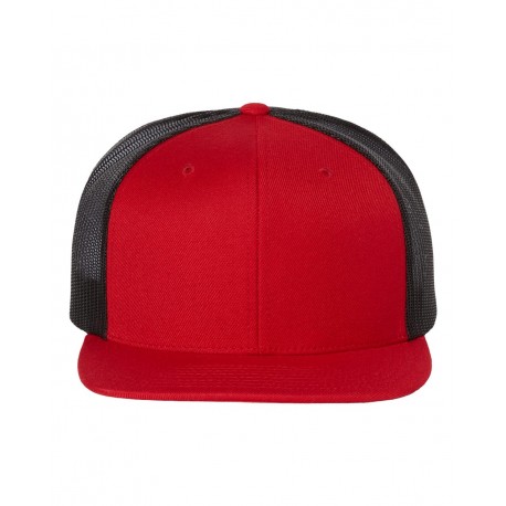 511 Richardson 511 Wool Blend Flat Bill Trucker RED/ BLACK