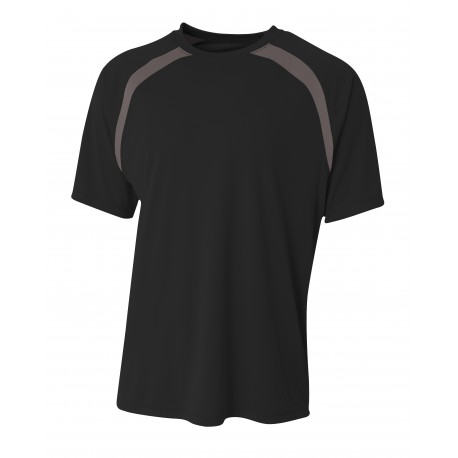 NB3001 A4 NB3001 Youth Spartan Short Sleeve Color Block Crew BLACK/GRAPHITE