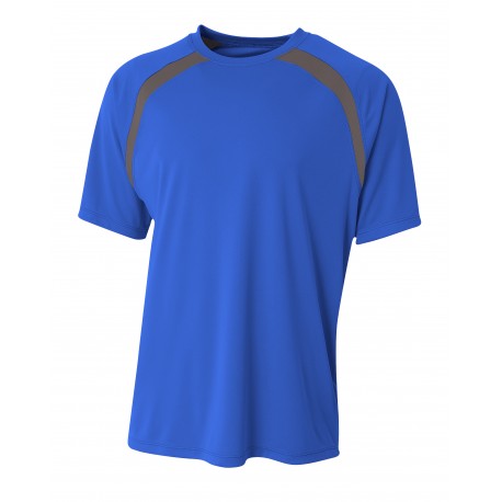 NB3001 A4 NB3001 Youth Spartan Short Sleeve Color Block Crew ROYAL/GRAPHITE