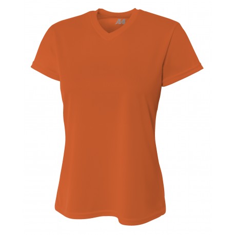 NW3254 A4 NW3254 Women's Short Sleeve V-Neck Bird's Eye Mesh Tee ATHLETIC ORANGE