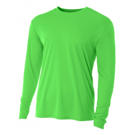 N3165 A4 N3165 Men's Cooling Performance Long Sleeve Crew SAFETY GREEN