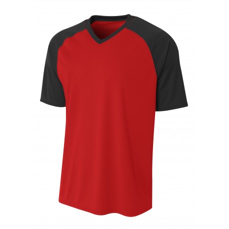 N3373 A4 N3373 Men's Strike Raglan Tee SCARLET/BLACK
