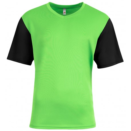NB3541 A4 NB3541 Youth Sprint Color Block V-Neck SAFETY GREEN/BLACK