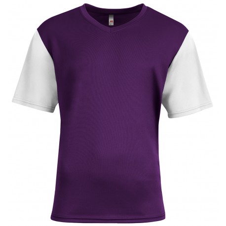 N3541 A4 N3541 Men's Sprint Color Block V-Neck PURPLE/WHITE