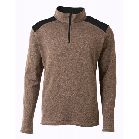 N4094 A4 N4094 Men's Tourney Quarter Zip HEATHER/BLACK
