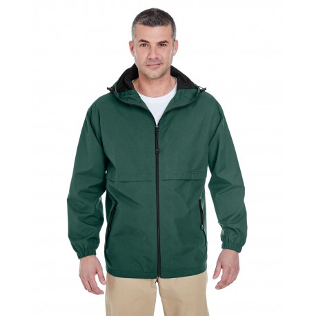 8908 UltraClub 8908 Adult Microfiber Full-Zip Hooded Jacket FOREST GREEN
