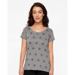 Code Five 3629 Women's Star Print Scoop Neck Tee