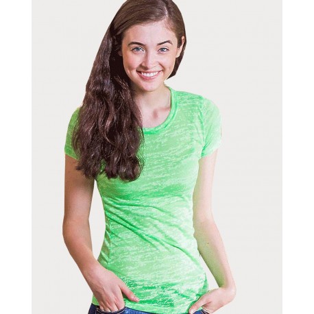 H03 In Your Face H03 Juniors Neon Burnout Crew T-Shirt BRIGHT ORANGE