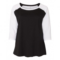 LAT 3830 Curvy Collection Women's Baseball Three-Quarter Sleeve Tee