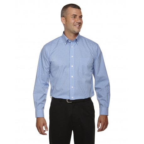 D640 Devon & Jones D640 Men's Crown Woven Collection Gingham Check FRENCH BLUE