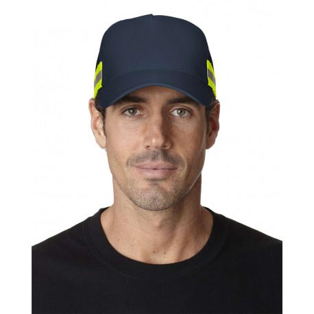 TR102 Adams Headwear TR102 Trucker Reflector High-Visibility Constructed Cap NAVY