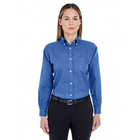8990 UltraClub 8990 Ladies' Classic Wrinkle-Resistant Long-Sleeve Oxford FRENCH BLUE