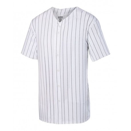 1686 Augusta Sportswear 1686 Youth Pinstripe Full Button Baseball Jersey WHITE/ BLACK