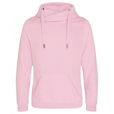JHA021 AWDis JHA021 Cross Neck Hooded Sweatshirt BABY PINK