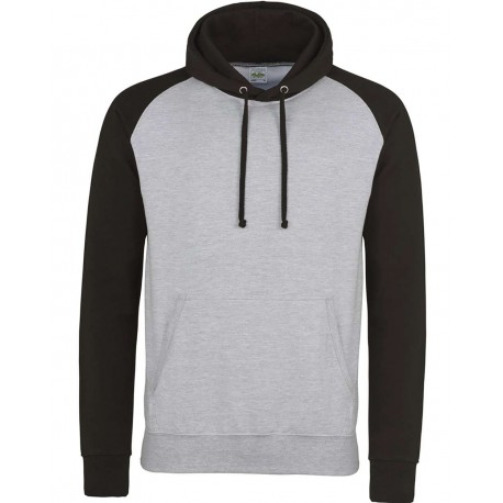 JHA009 AWDis JHA009 Baseball Hooded Sweatshirt HEATHER GREY