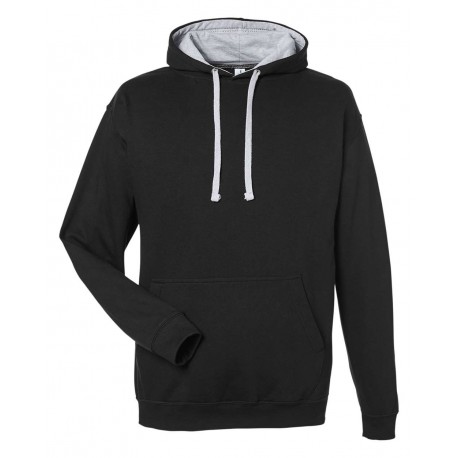 JHA003 AWDis JHA003 Midweight Varsity Contrast Hooded Sweatshirt Jet Black/ Heather Grey