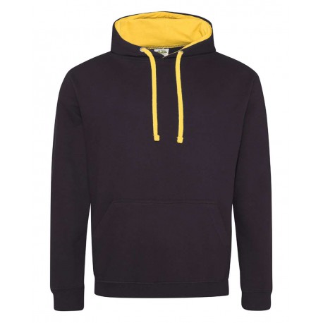 JHA003 AWDis JHA003 Midweight Varsity Contrast Hooded Sweatshirt JET BLACK/ GOLD