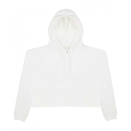 JHA016 AWDis JHA016 Women's Girlie Cropped Hooded Fleece with Pocket ARCTIC WHITE