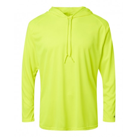 4105 Badger 4105 B-Core Hooded Long Sleeve T-Shirt SAFETY YELLOW