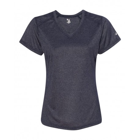 4362 Badger 4362 Women's Pro Heather V-Neck T-Shirt NAVY HEATHER