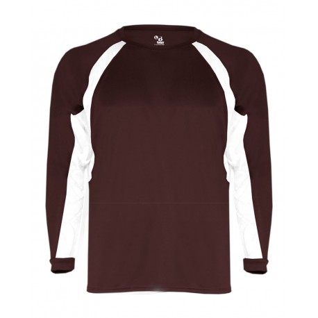 4154 Badger 4154 B-Core Hook Long Sleeve T-Shirt MAROON/ WHITE