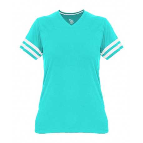 4967 Badger 4967 Women's Tri-Blend Fan T-Shirt TURQUOISE/ WHITE