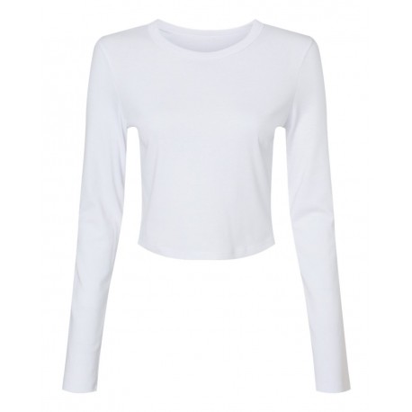 1501 BELLA + CANVAS 1501 Women's Micro Rib Long Sleeve Baby Tee Solid White Blend