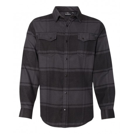 8219 Burnside 8219 Snap Front Long Sleeve Plaid Flannel Shirt BLACK