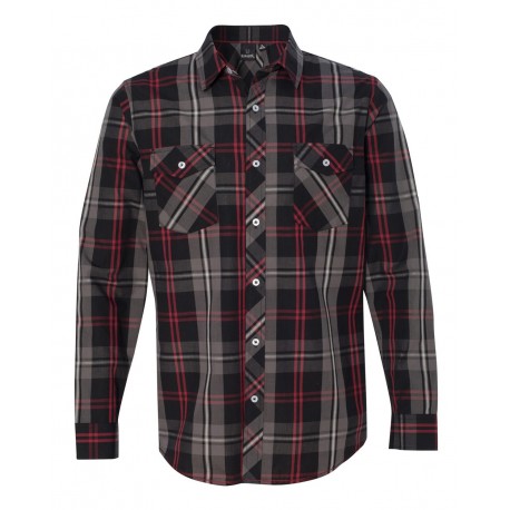 8202 Burnside 8202 Long Sleeve Plaid Shirt RED/ BLACK