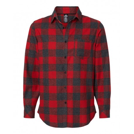 8212 Burnside 8212 Open Pocket Long Sleeve Flannel Shirt Red/ Heather Black