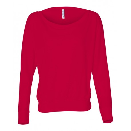8850 BELLA + CANVAS 8850 Women's Flowy Off Shoulder Long Sleeve Tee RED