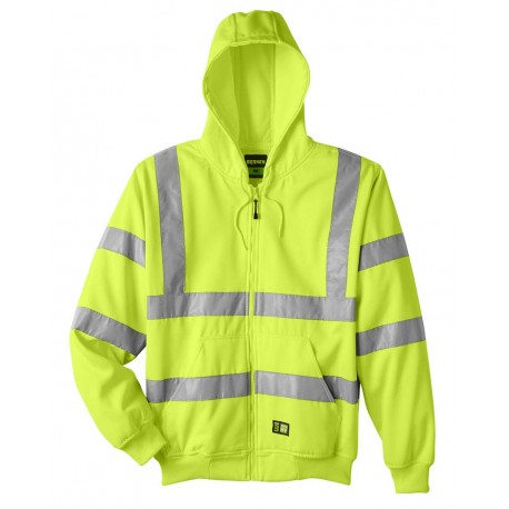 HVF021 Berne Apparel HVF021 Berne Hi-Vis Class 3 Lined Hooded Sweatshirt YELLOW