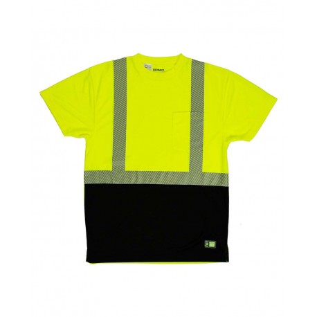 HVK017 Berne Apparel HVK017 Hi-Vis Class 2 Color Blocked Pocket T-Shirt HI VIS YELLOW