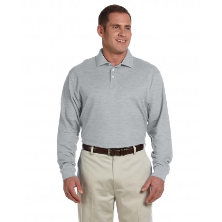 D110 Devon & Jones D110 Men's Pima Pique Long-Sleeve Polo GREY HEATHER