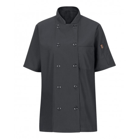 045X Chef Designs 045X Women's Mimix Short Sleeve Chef Coat with OilBlok CHARCOAL
