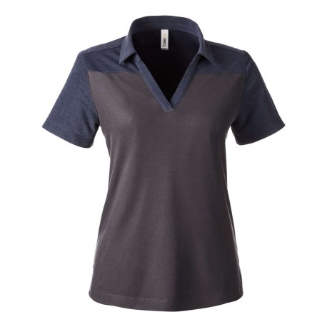 CE112CW CORE365 CE112CW Women's Fusion ChromaSoft Colorblock Polo Carbon/ Classic Navy Heather