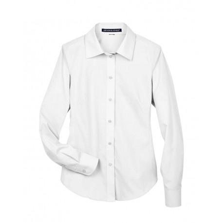 D620W Devon & Jones D620W Women's Crown Collection Broadcloth Woven Dress Shirt WHITE