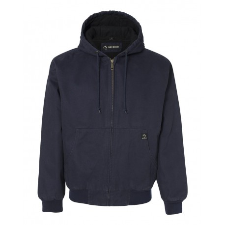 5020 DRI DUCK 5020 Cheyenne Boulder Cloth Hooded Jacket with Tricot Quilt Lining NAVY
