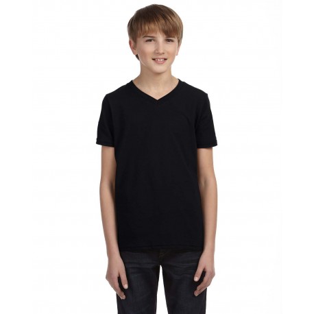 3005Y Bella + Canvas 3005Y Youth Jersey Short-Sleeve V-Neck T-Shirt BLACK